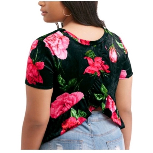 Velvet Black Floral Top/ w FREE MATCHING FACE MASK - Picture 2 of 3